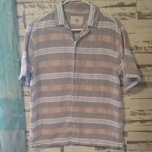 Folk Men's Casual Striped Shirt - Gray and Brown